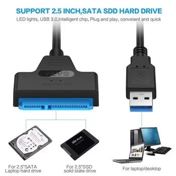 USB 2.0 SATA 22pin Kabel Adapter Pretvornik HDD SSD Priključite Kabel Žice za 2,5 Trdi Diski za Trdne Disk Adapterji