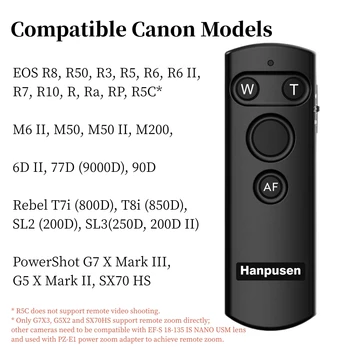 Hanpusen BR-E1B Brezžično Daljinsko odpiranje Zaslonke za Canon EOS 9000D, 77D, G7XIII, G5XII, R, R3, R5, R6, R7, R8, kot Canon BR-E1