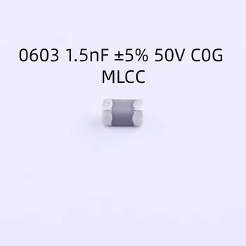 4000PCS/VELIKO C1608C0G1H152JT000N Kondenzator 0603 1.5 nF ±5% 50V C0G MLCC