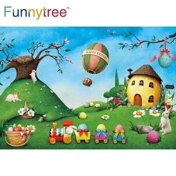 Funnytree Vesele Velikonočne Praznike Ozadje Baby Tuš Vrt Spomladi Počitnice Stranka Otroci Zajec Jajca Dobrodošli Dobave Photozone Ozadju