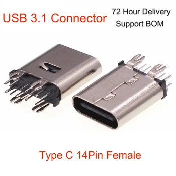 USB 3.1 Tip Konektorja C 14PIN Ženski Vtičnico Navpično Harpuno Stopala 3A High Current Hitro Polnjenje Za Igrače, Električni, Majhni Ventilatorji