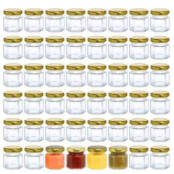 60 Pack 1.5 oz Parcelo, Mali Kozarec Medu Kozarci Parcelo, Steklene Kozarce z Gloden Pokrovi za Marmelado Bonboni Medu svate Uslug