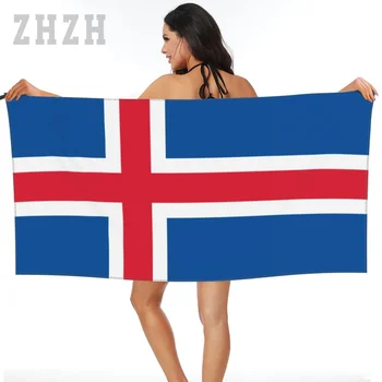 Več Design Islandija Zastavo, Grb frotir Quick dry Mikrovlaken, ki Absorbira Mehko Vodo Dihanje Plaži, Plavanje Kopalnica