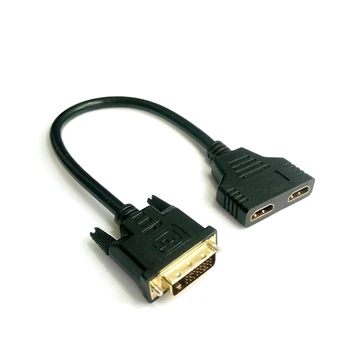 Pozlačeni DVI 24+1 Moški 2 * HD-združljiv Ženski Splitter Kabel kabel za HDTV LCD DVI-D pretvorbo HD 1080P