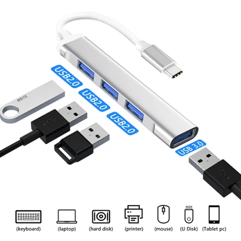Nku USB-A/Tip C Dock 4in1 Zvezdišče USB 3.0 2.0 4-Port Splitter OTG Adapter za Prenosnik Macbook RAČUNALNIK Extender Računalnik, Telefon Dodatki