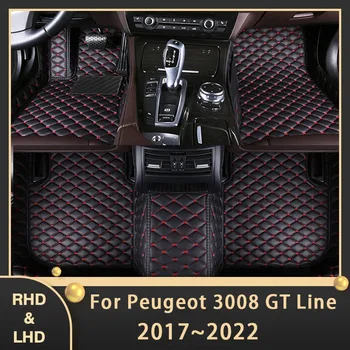 Avto predpražnike Za Peugeot 3008 GT Line P84 2017~2022 Auto Meri Auto Stopalo Blazinice Usnje Preprogo Notranja Oprema 2020 2021