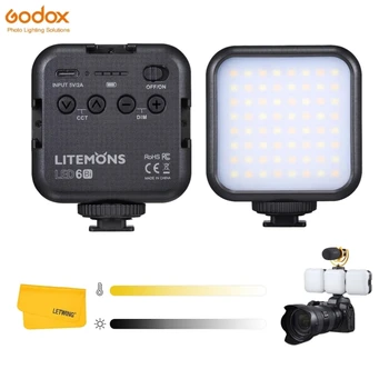 GODOX LED6Bi LED video luč, polnjenje dveh-barvne temperature LED fotoaparat lučka, mini-napolnjena svetlobe 3200K-6500K zatemniti.