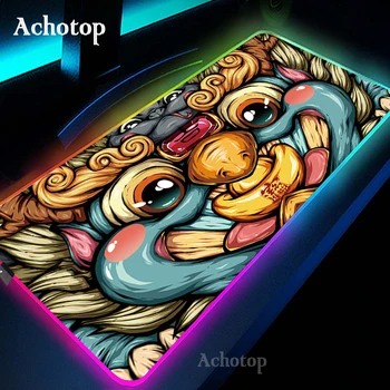 Kitajski Slog Umetnosti igre na Srečo RGB Velike Zaklenjena Mouse Pad Računalnik Mousepad LED Osvetlitvijo XXL Površino Mause Tipkovnico Desk Mat Antislip