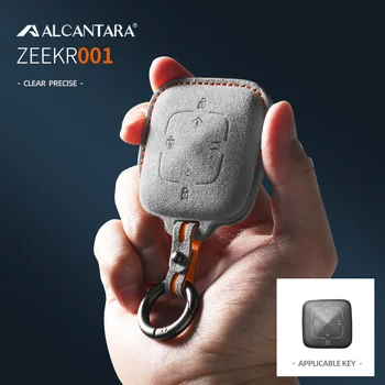 Alcantara Antilop Avto Smart Remote Key Primeru Zajema Imetnik Vrečko Lupini Popolno Zaščito Za ZEEKR 001 Keychain Auto Styling Dodatki