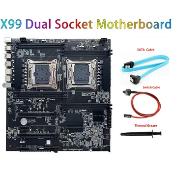 X99 Dvojno Vtičnico Motherboard Podpira RECC Pomnilnik DDR4 Črna S SATA Kabel+Switch Kabel+Termalno Pasto