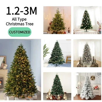 1.2 M-3 M Velika Umetno Božično Drevo Doma Dekoracijo Zeleno Beli Sneg Xmas Tree PVC, PE Materiala Božično Drevo na Debelo