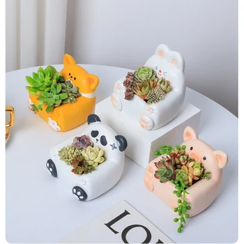 Zanimivo Kavč Cvet Keramični Lonec Ustvarjalne Panda Zelenih Rastlin Pot Smolo Artefakt Cvet Jedilni Okraski Pečnice Accesorios