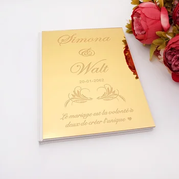 Akril Ogledalo Osebno Elegantne Poroka Podpis Knjiga Gostov Si Par Ime In Datum Meri Poročna Darila