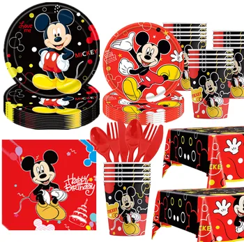 Mickey Mouse Rojstni Okraski Baby Showe Mickey Papir Pokal Ploščo Pribor Set Otroci Stranka Ozadje Folija Baloni Ponudbe