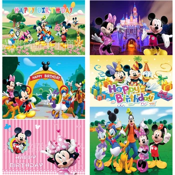 2023 Nove Disney Mickey Minnie Happy Birthday Party Fotografije Dekoracijo Ozadje Po Meri, Rekviziti Baby Tuš Dekle, Fant, Fant Darilo