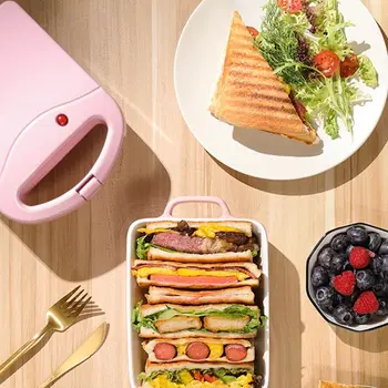 Prenosne Električne Dvojno Vaflji Sandwich Maker Ne Držijo Večnamensko Toast Kruh Zajtrk Pralni 220V D0AB