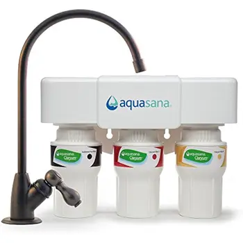 Aquasana 3-Stopenjski Pod Umivalnikom Vodo Filtrirni Sistem - Kuhinjskem Pultu Claryum Filtracija - Filtri 99% Klora