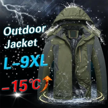 Zimska Jakna Moški Debel Kožuh Nepremočljiva Outwear Vojaške Jopiči, za Moške Windbreaker Vojske Parka Plašč Coats Plus Velikost 8XL 9XL