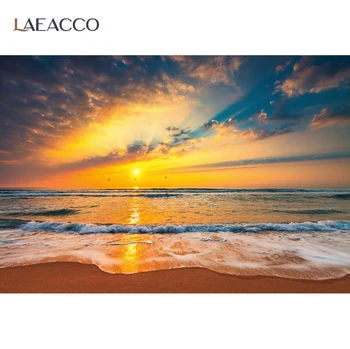 Laeacco Poletje, Morje, Plaža Valovi, Sončni Zahod Naravnih Panoramska Fotografija Ozadje Oblaki, Nebo Baby Tuš Počitnice Za Foto Studio Ozadju