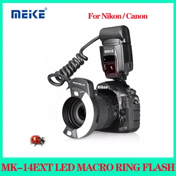 MEIKE MK-14EXT-N/C LED Makro obročna BLISKAVICA Za Nikon D80 D300S D600 D700 D800 Obroč Bliskavica Speedlite GN14 Za Canon Kamero