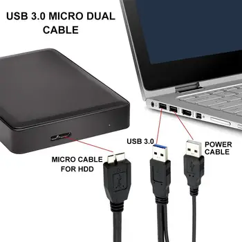 USB 3.0 Mobilne Trdi Disk Kabel SEM Moški B Moški Vrata Dvojno Glavo sem Tip, 5Gbps Prenos Podatkov Napajalni Kabli