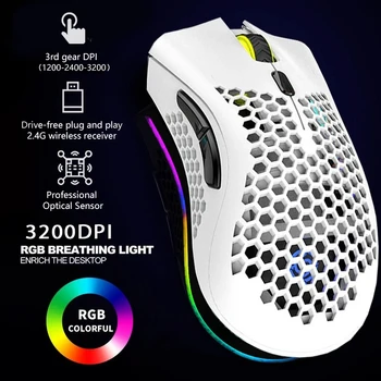 2.4 G Wireless Mouse RGB Svetlobe Satja Igralne Miške za Polnjenje USB Namizni PC Računalniki Aouse Laptop Miši Igralec 2022 Srčkan