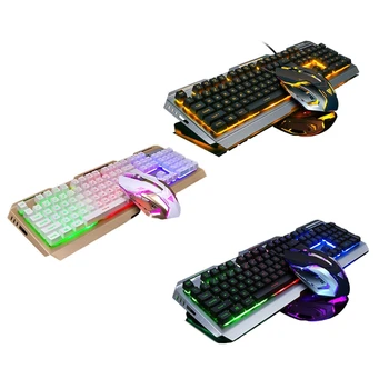 Gaming Tipkovnica, Miš Žični V1 LED Osvetljen Multimedia, USB, Ergonomska Gamer Tipkovnice Nepremočljiva Optični Igralec z Miško Nastavi