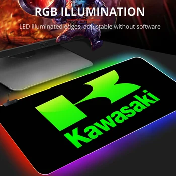 RGB motorno kolo Kawasaki Gaming Mouse Pad Mousepad Tipkovnico Mause Pad Gume, ki Ne drsijo LED Miško Mat Osvetljene Tapis De Souris