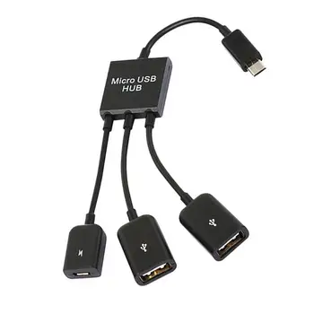 1~5PCS Najnovejši 3 v 1 Micro USB Tip C HUB Moški Ženski Dvojni USB 2.0 Host OTG Kabel Za Pametni telefon Tablični Računalnik 3